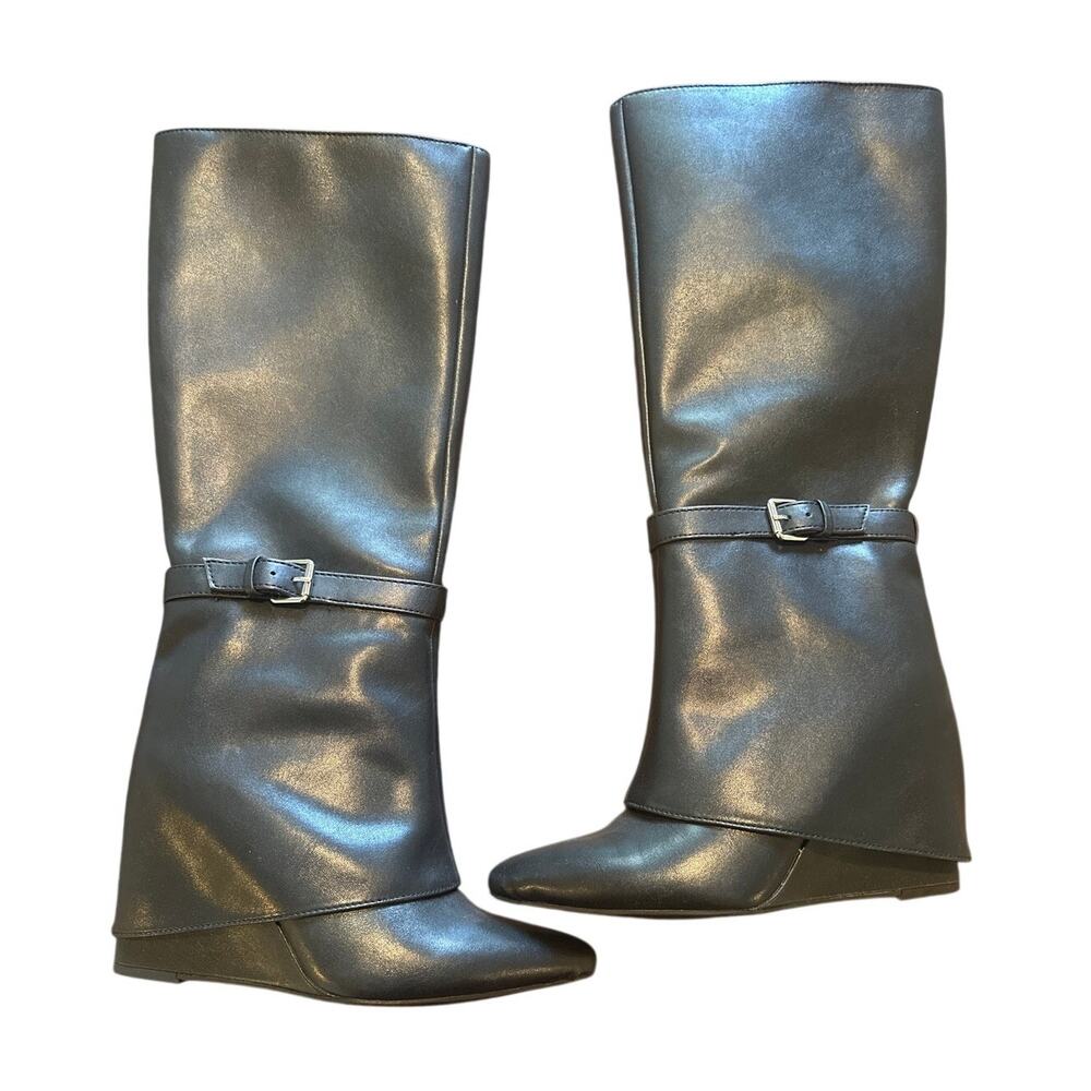 A New Day Black High Boots Memory Foam Side Zip Women’s Size 7